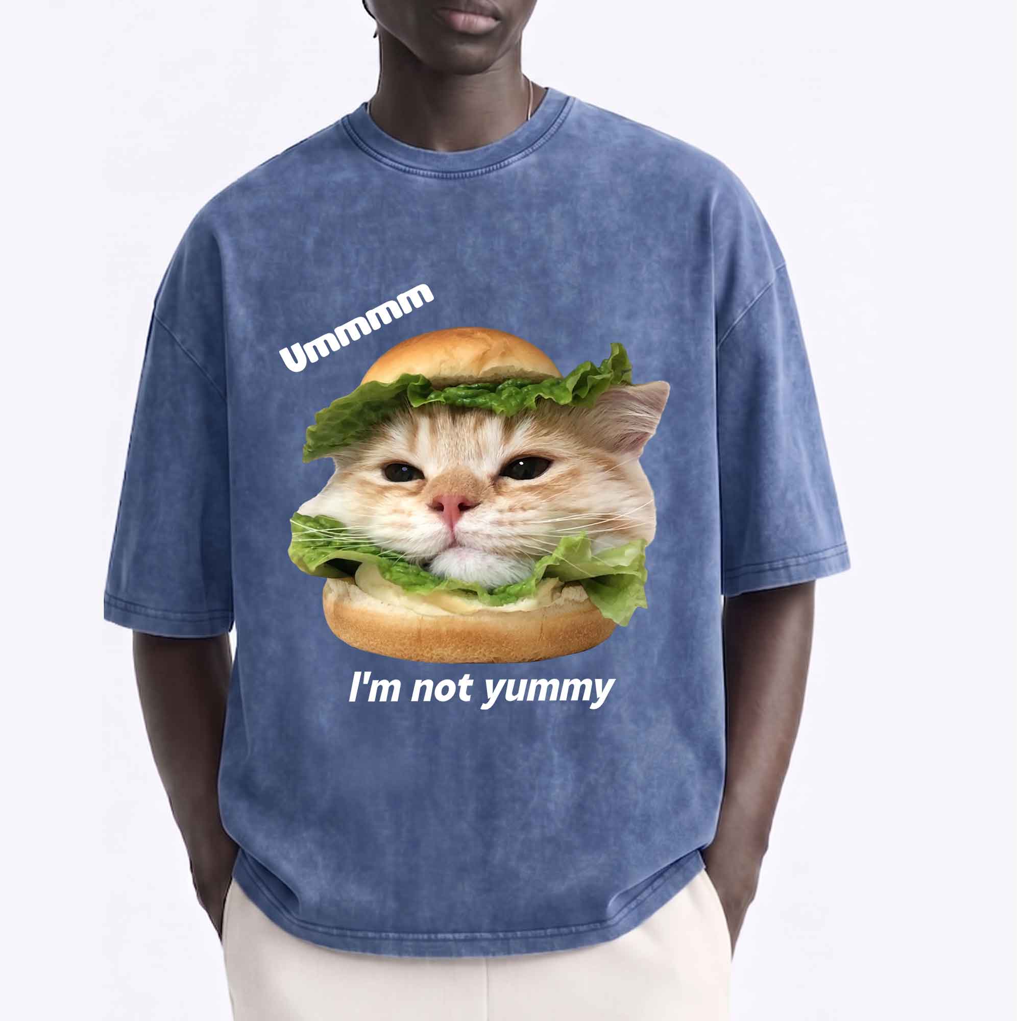 Funny Cat Burger Graphic T-Shirt