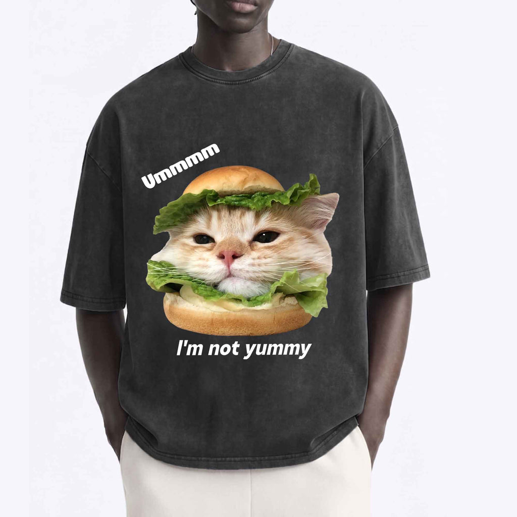 Funny Cat Burger Graphic T-Shirt