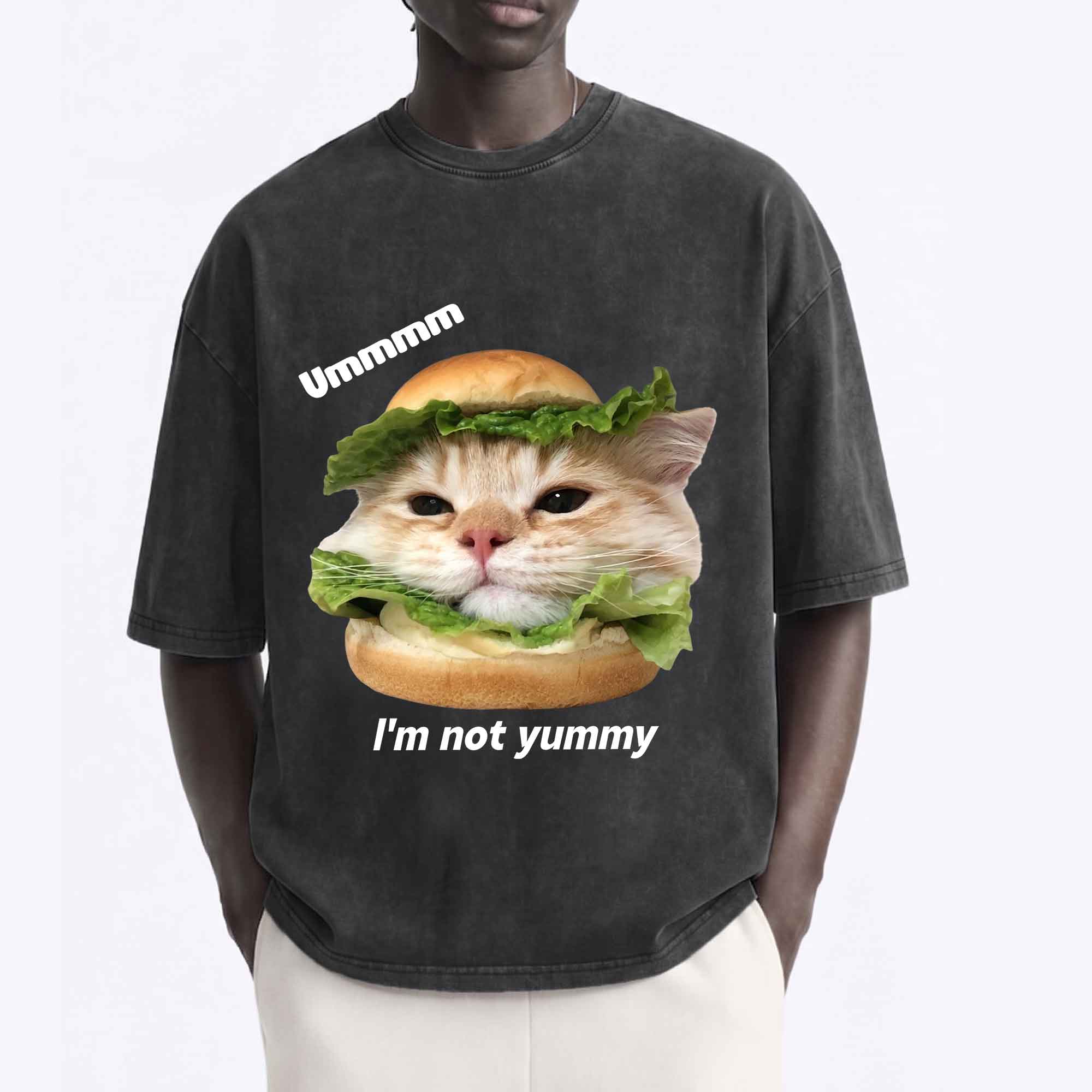 Funny Cat Burger Graphic T-Shirt