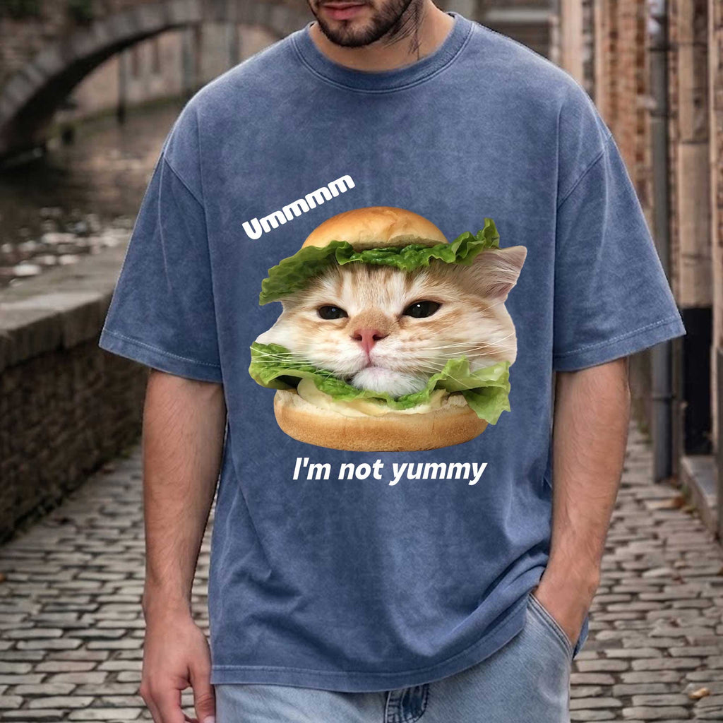 Funny Cat Burger Graphic T-Shirt