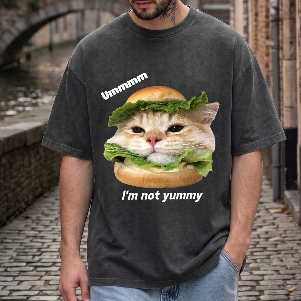 Funny Cat Burger Graphic T-Shirt