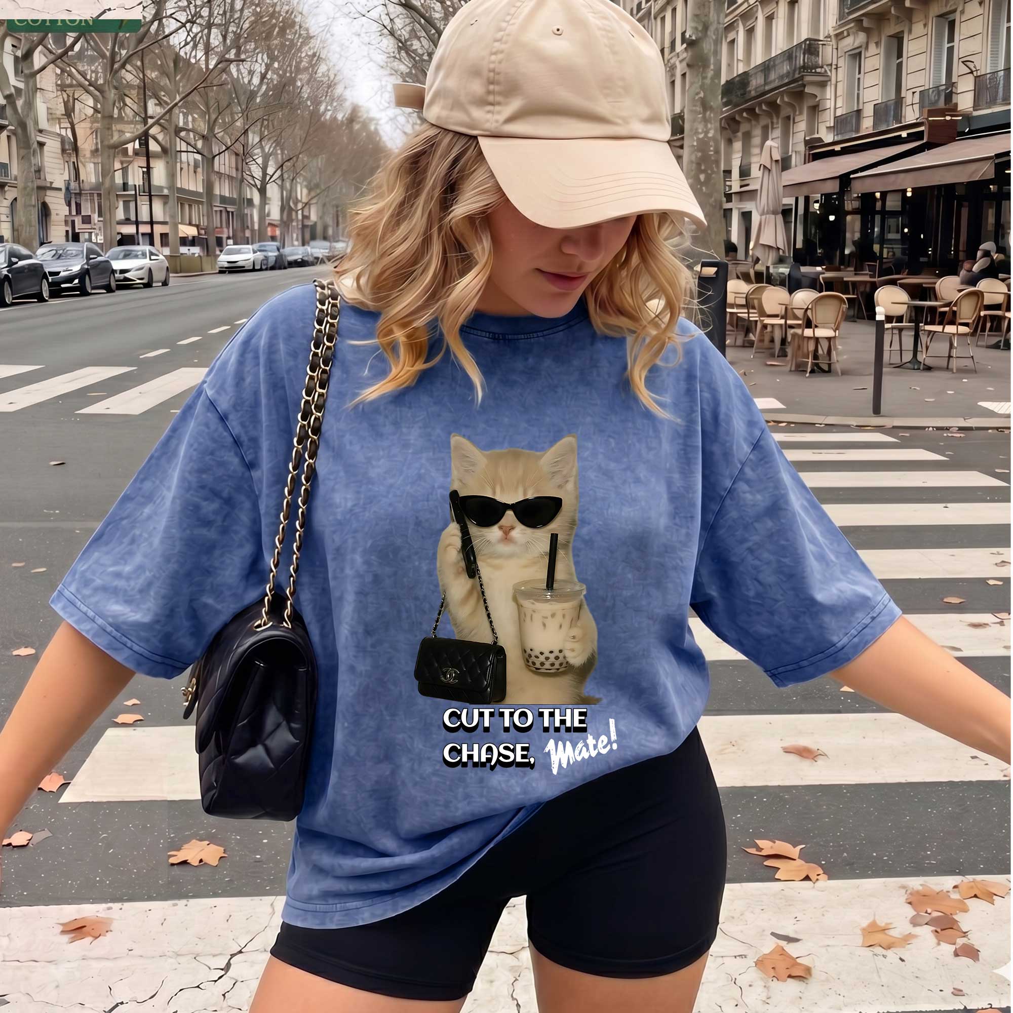 Funny Boss Cat "Cut To The Chase" Graphic T-shirt
