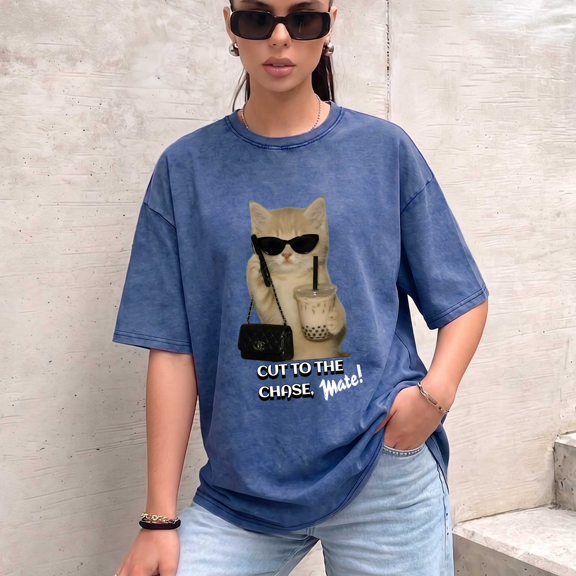 Funny Boss Cat "Cut To The Chase" Graphic T-shirt