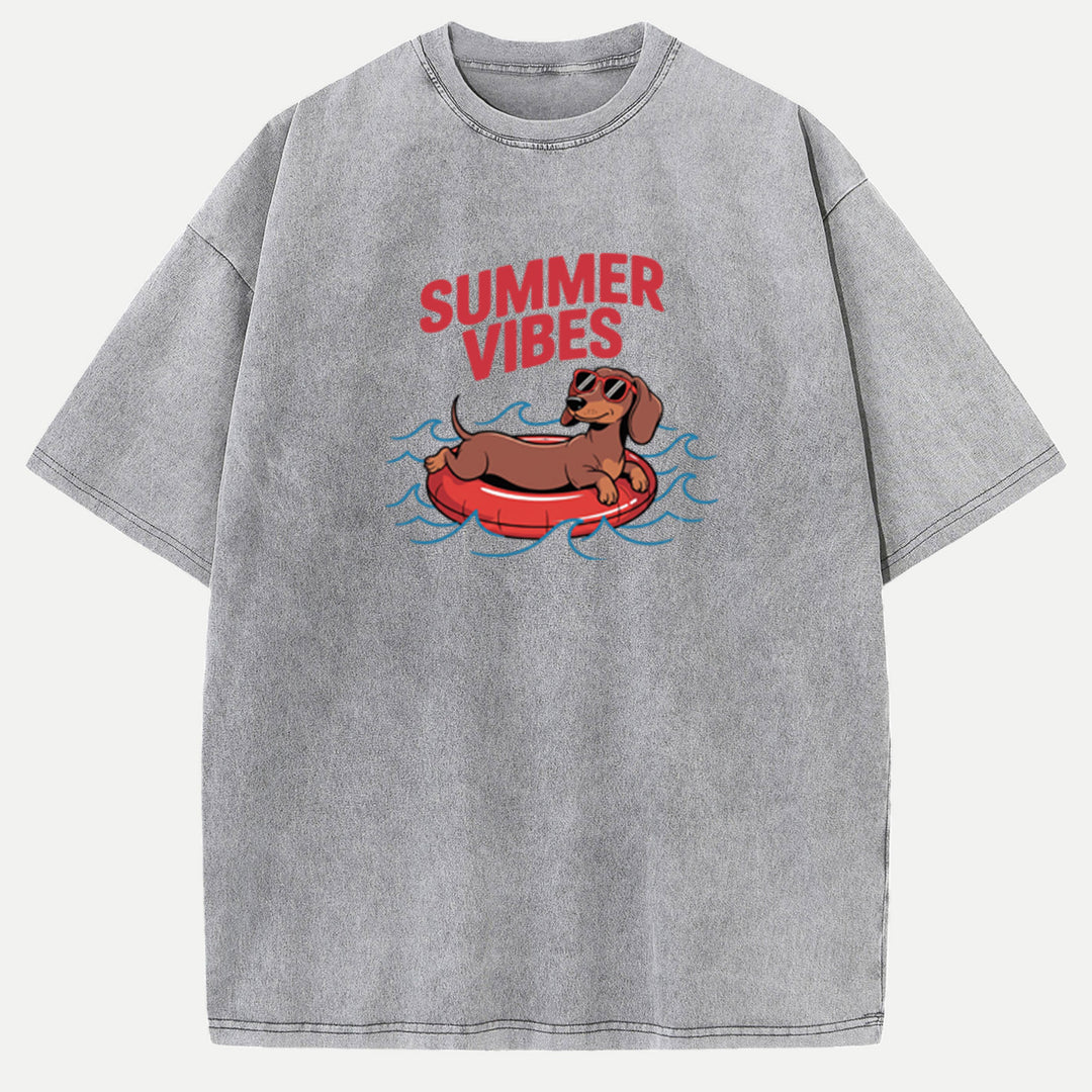 Summer Vibes Dachshund Graphic Vintage T-Shirt