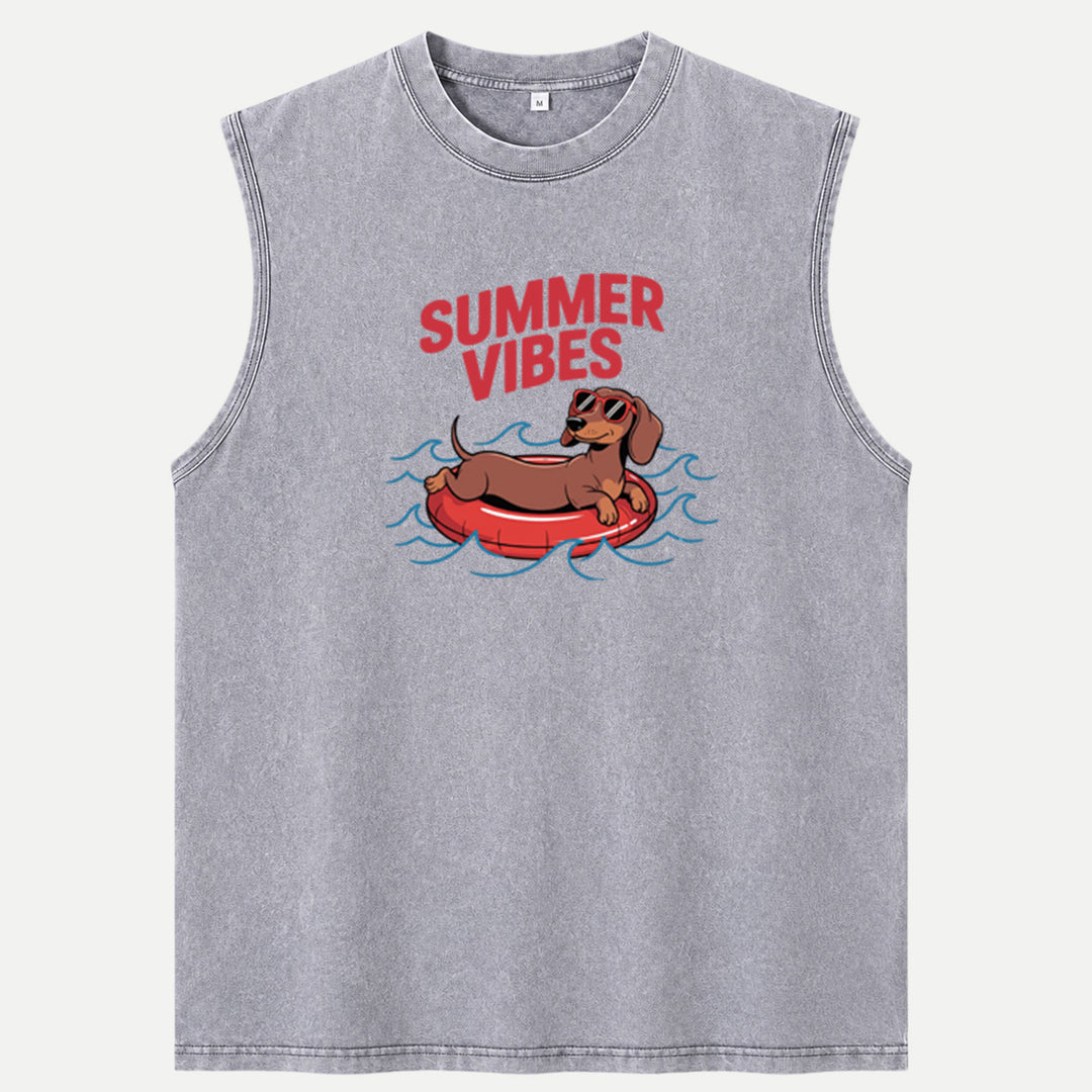 Summer Vibes Dachshund Graphic Vintage T-Shirt