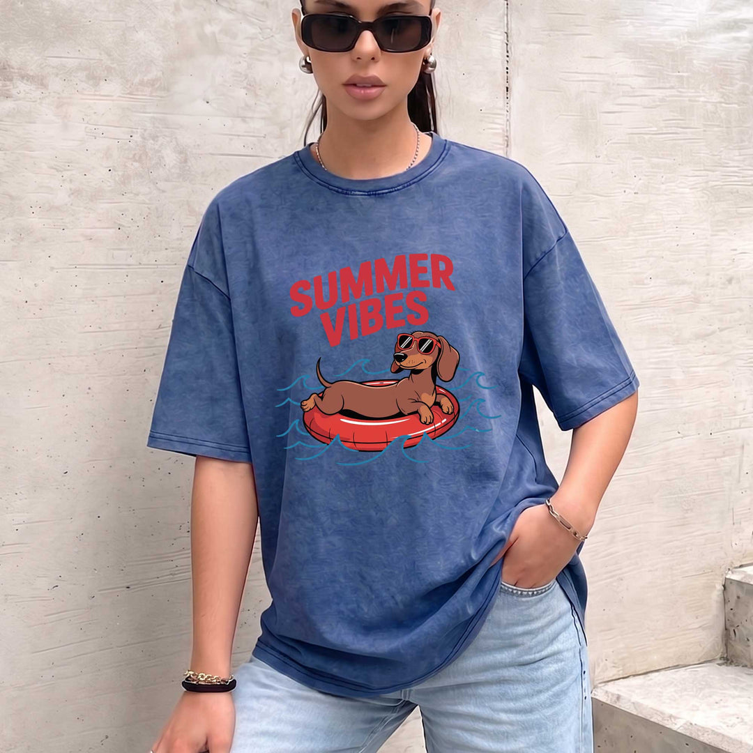 Summer Vibes Dachshund Graphic Vintage T-Shirt