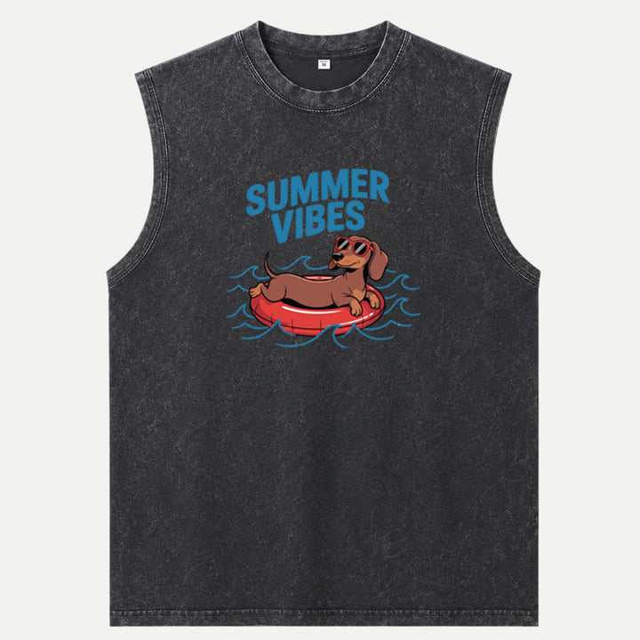 Summer Vibes Dachshund Graphic Vintage T-Shirt