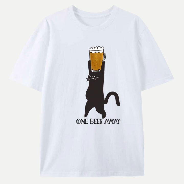 One Beer Away Funny Cat T-Shirt