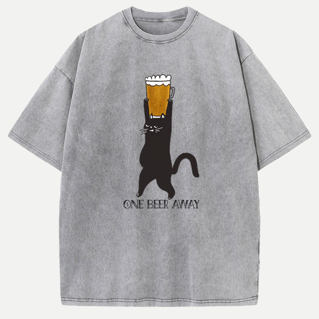 One Beer Away Funny Cat T-Shirt