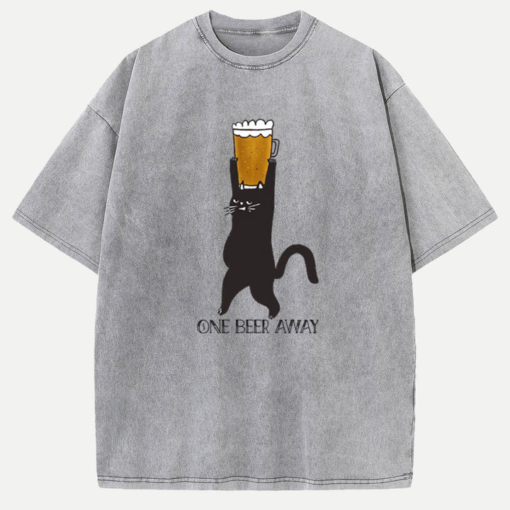 One Beer Away Funny Cat T-Shirt