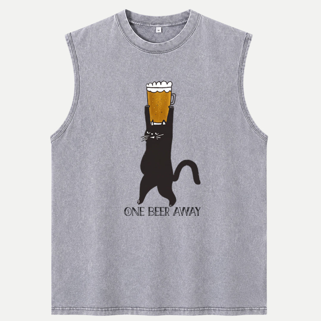 One Beer Away Funny Cat T-Shirt