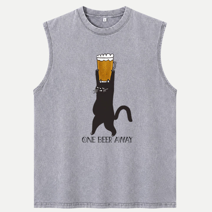 One Beer Away Funny Cat T-Shirt