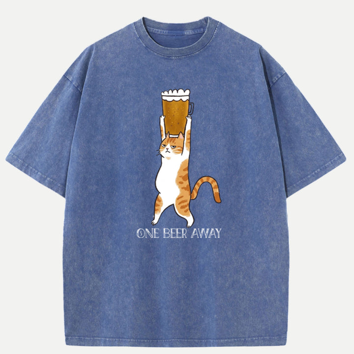 One Beer Away Funny Cat T-Shirt