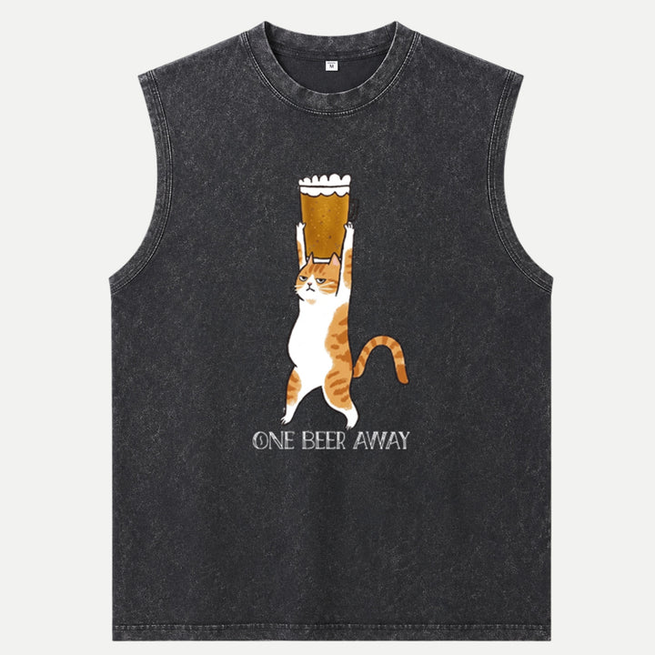 One Beer Away Funny Cat T-Shirt
