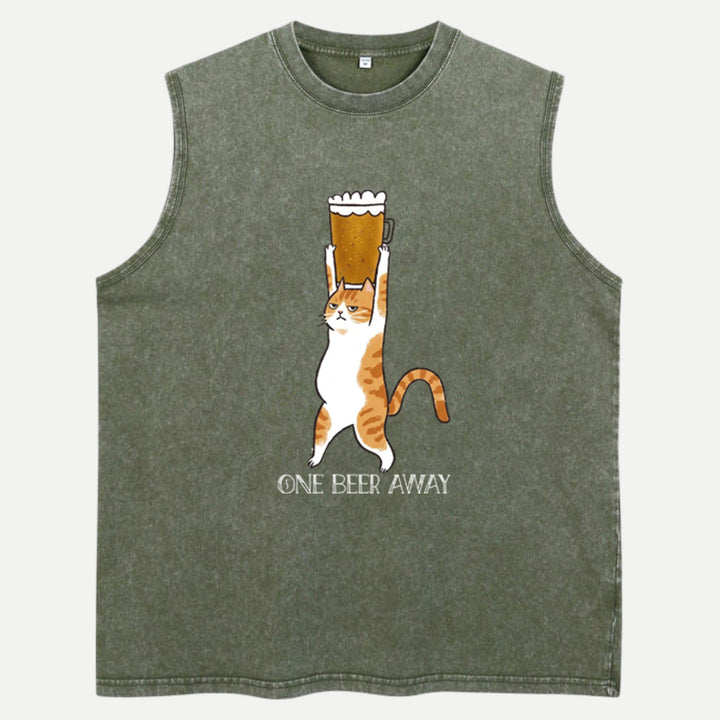 One Beer Away Funny Cat T-Shirt