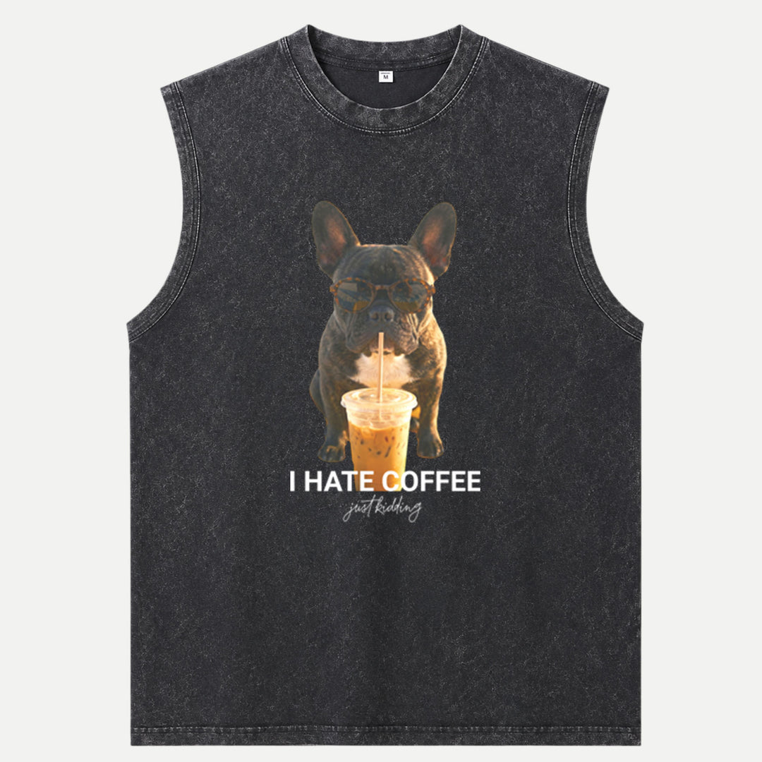 I Hate Coffee Just Kidding French Bulldog vintage T-Shirt