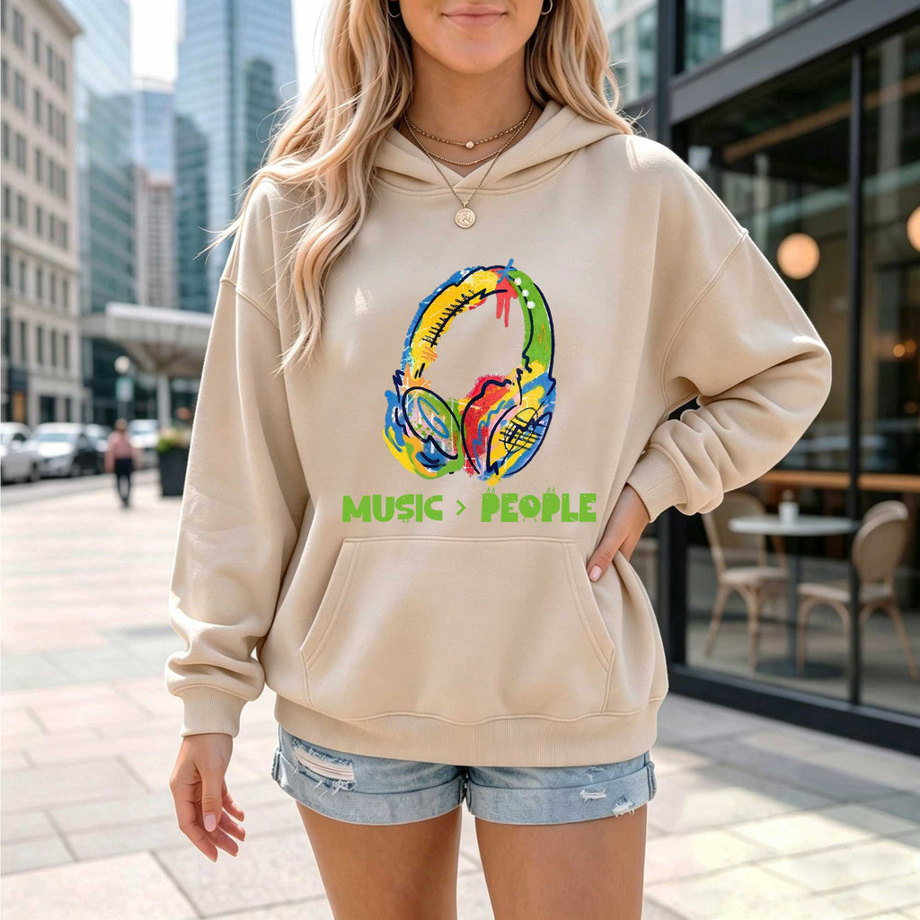 Colorful Headphones Music Over People Hoodie