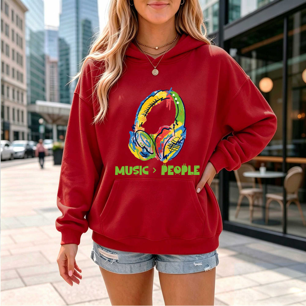 Colorful Headphones Music Over People Hoodie