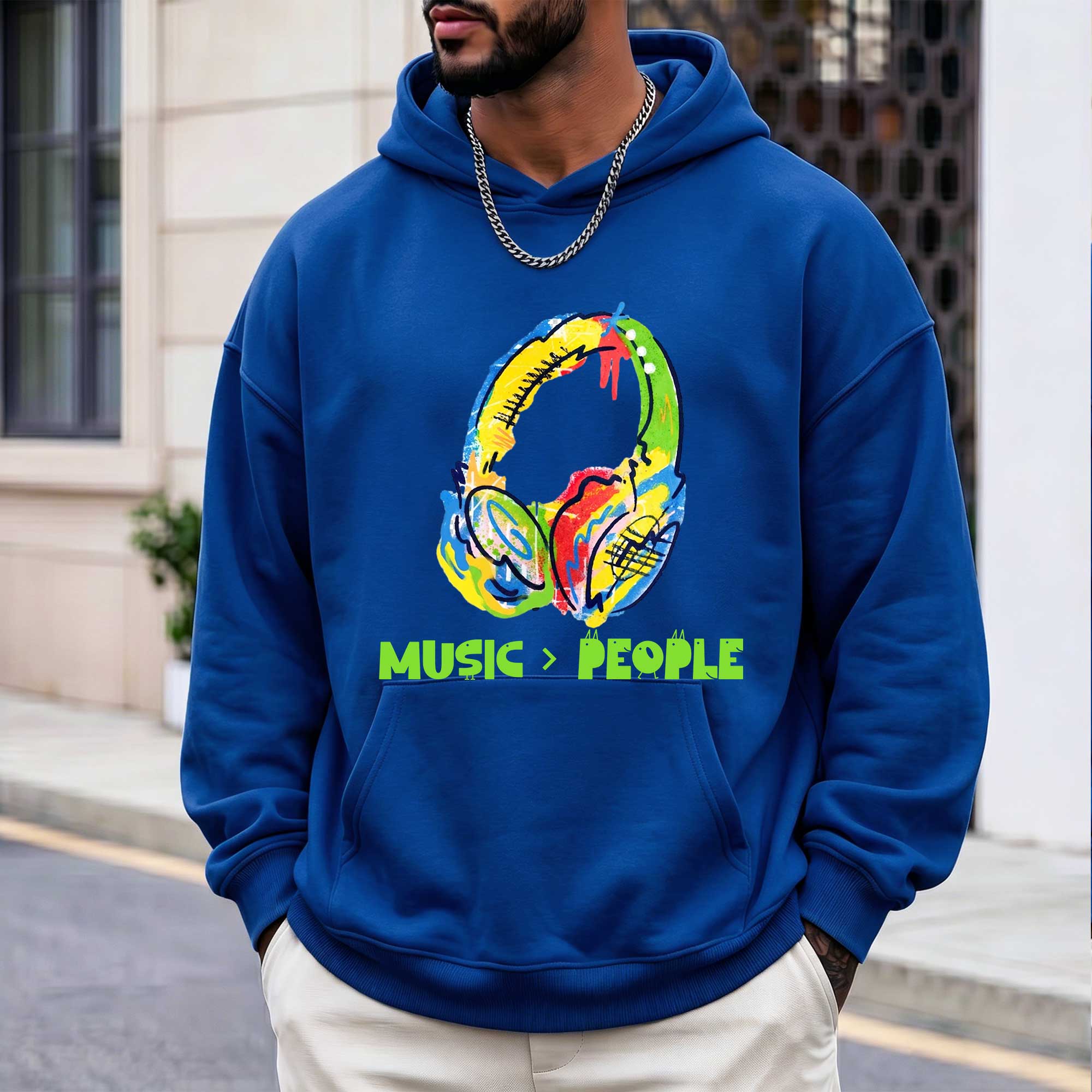 Colorful Headphones Music Over People Hoodie