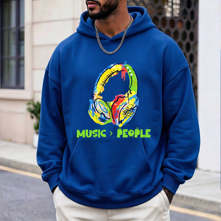 Colorful Headphones Music Over People Hoodie