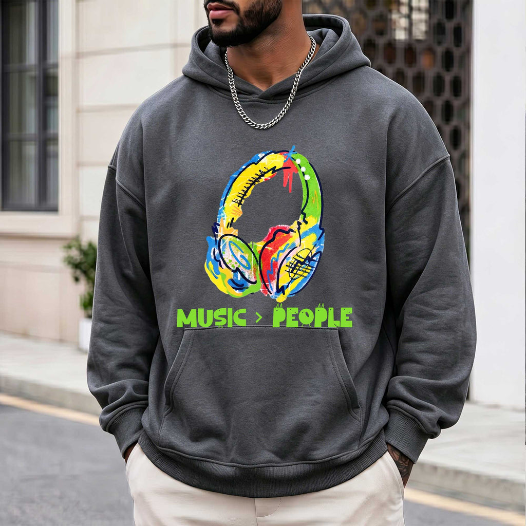 Colorful Headphones Music Over People Hoodie