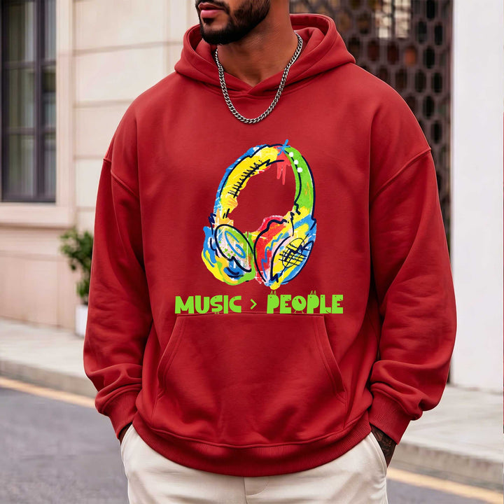 Colorful Headphones Music Over People Hoodie
