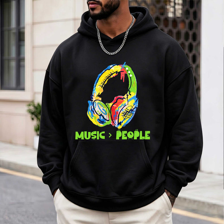 Colorful Headphones Music Over People Hoodie