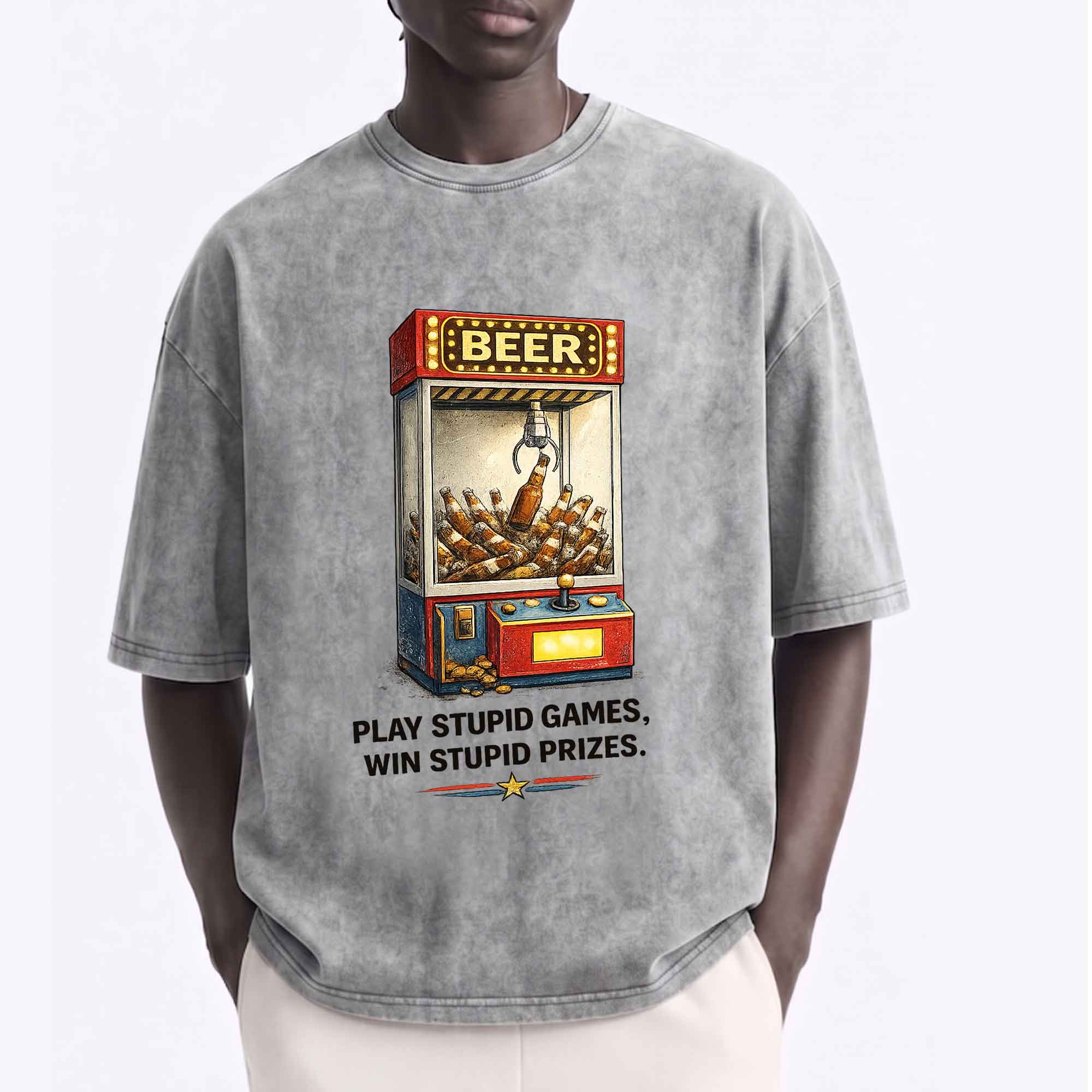 Funny Beer Claw Machine Graphic T-shirt