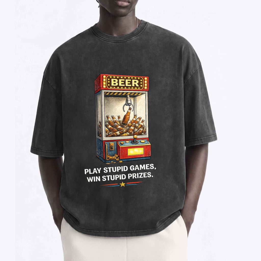Funny Beer Claw Machine Graphic T-shirt
