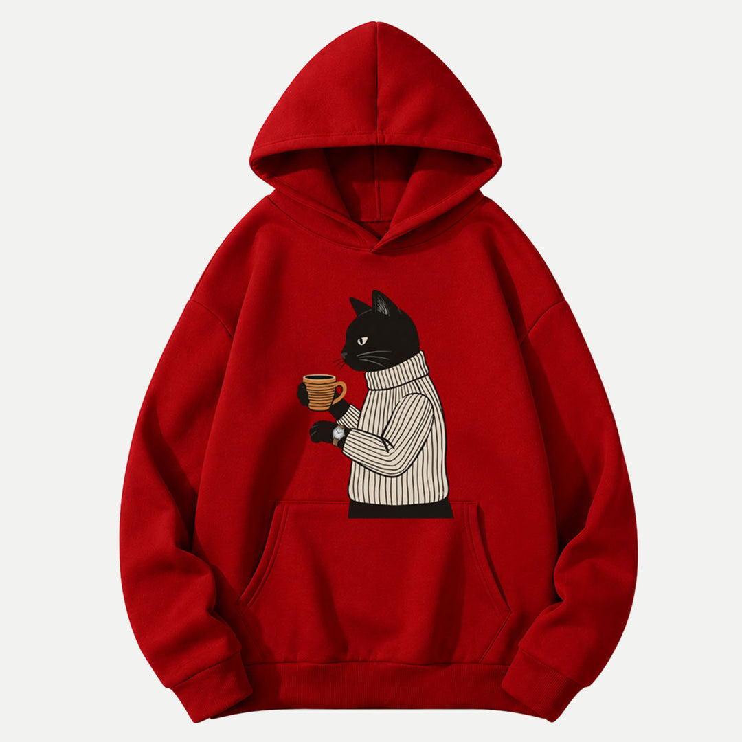 Sophisticated Coffee Drinking Black Cat T-Shirt