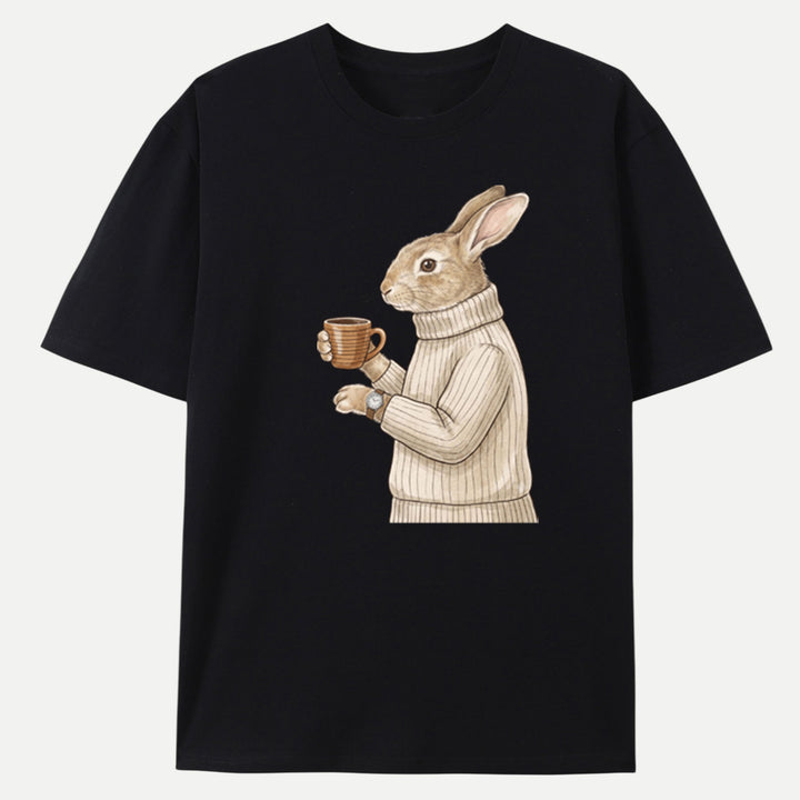 Sophisticated Coffee Drinking Rabbit T-Shirt