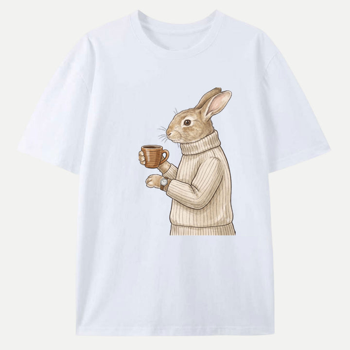 Sophisticated Coffee Drinking Rabbit T-Shirt
