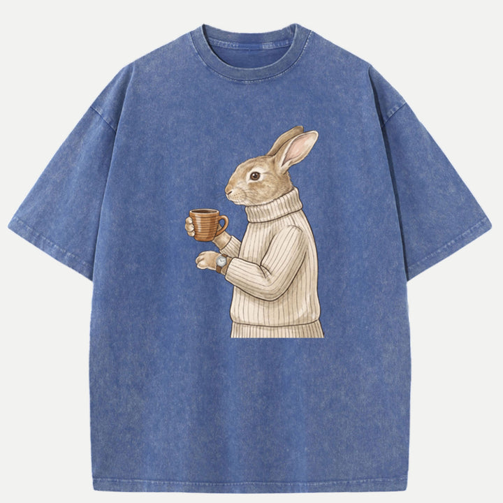 Sophisticated Coffee Drinking Rabbit T-Shirt