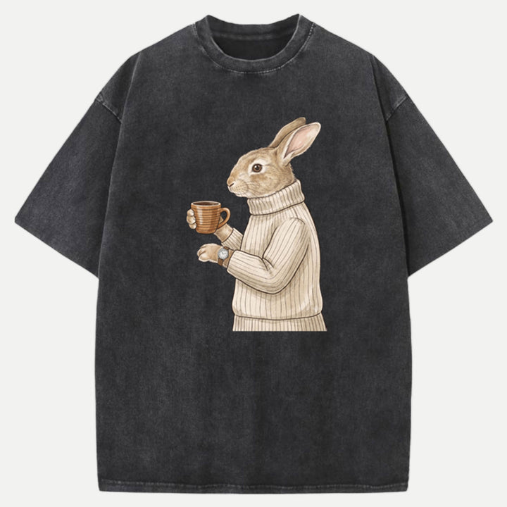 Sophisticated Coffee Drinking Rabbit T-Shirt