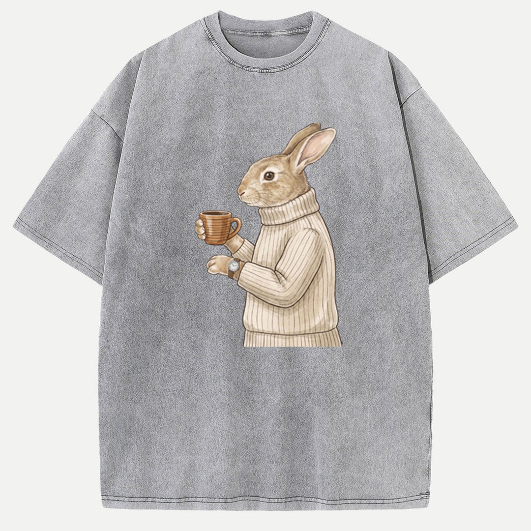Sophisticated Coffee Drinking Rabbit T-Shirt