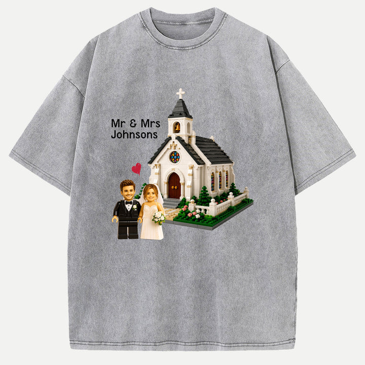 Personalized Brick Figure Wedding Church T-Shirt
