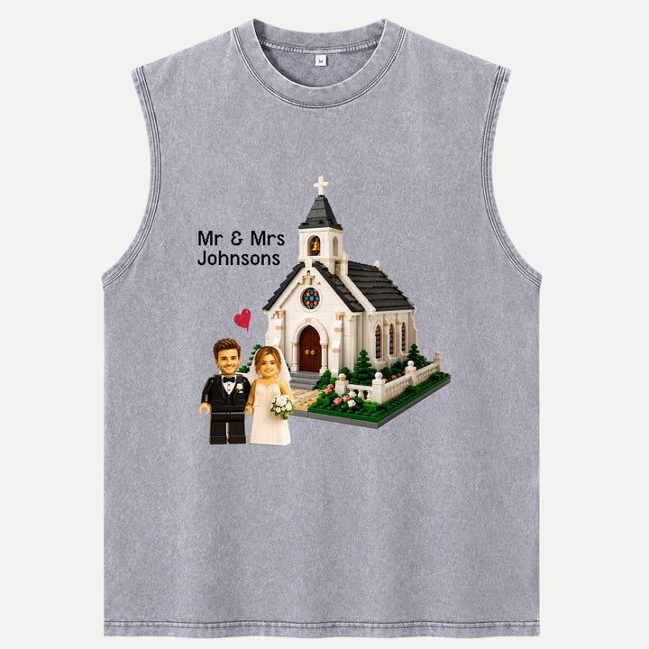 Personalized Brick Figure Wedding Church T-Shirt