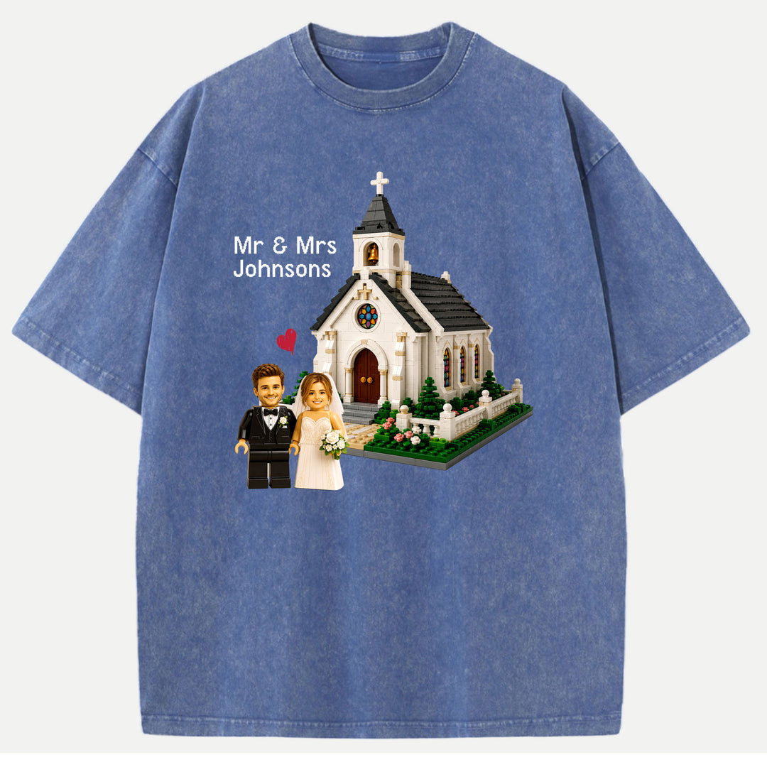 Personalized Brick Figure Wedding Church T-Shirt
