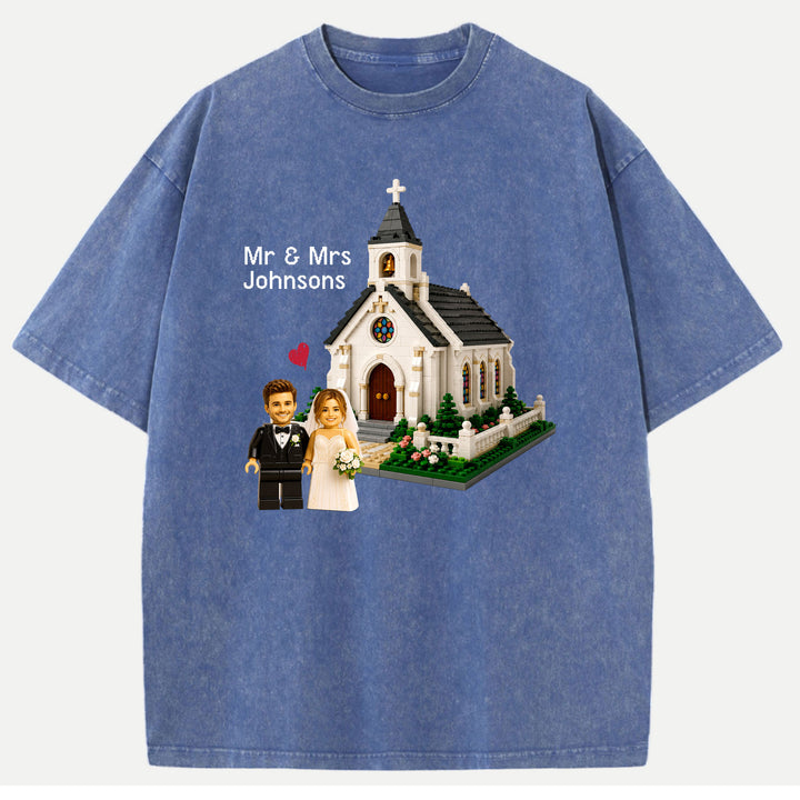 Personalized Brick Figure Wedding Church T-Shirt