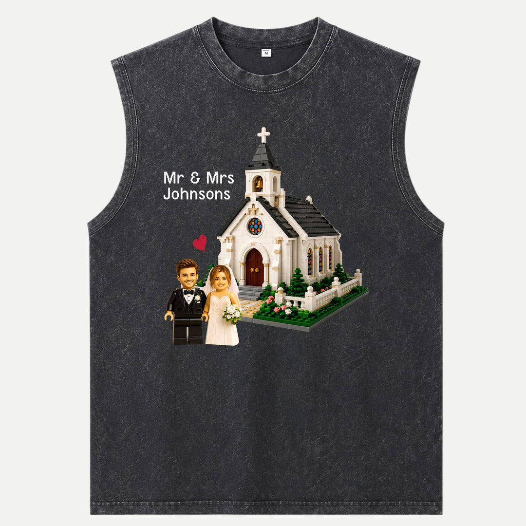 Personalized Brick Figure Wedding Church T-Shirt