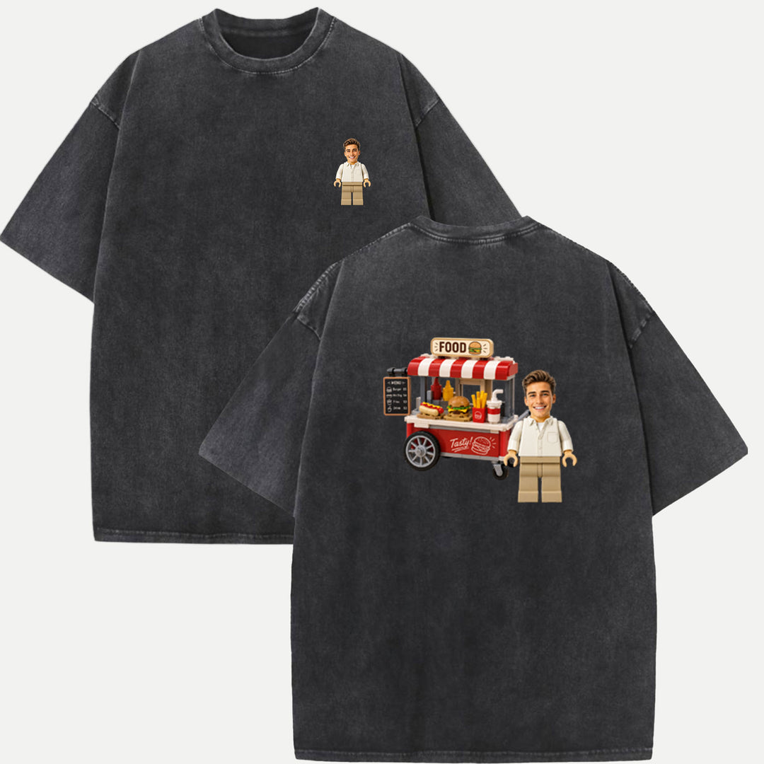 Personalized Brick Figure Food Cart T-Shirt