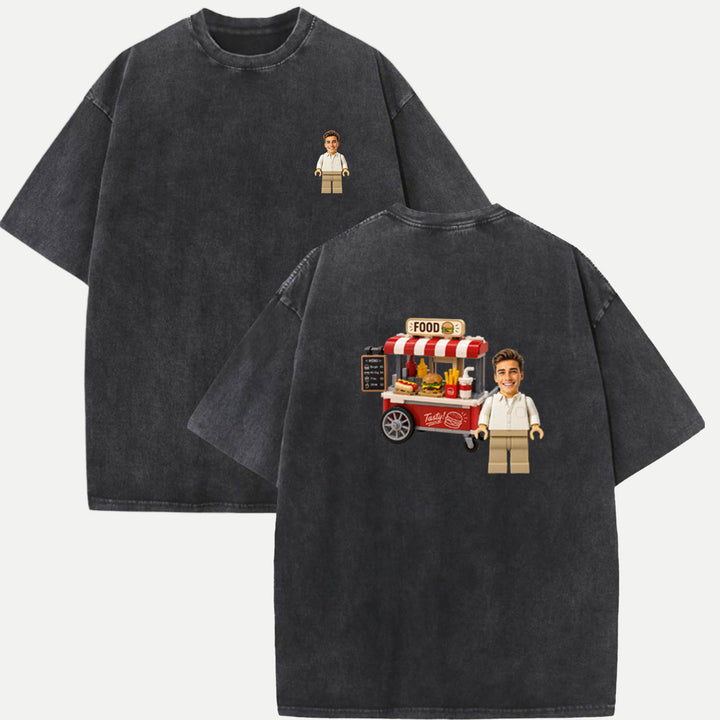 Personalized Brick Figure Food Cart T-Shirt