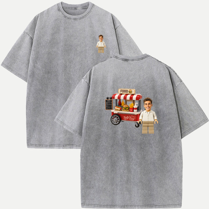 Personalized Brick Figure Food Cart T-Shirt