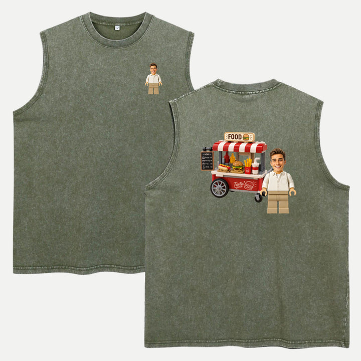 Personalized Brick Figure Food Cart T-Shirt
