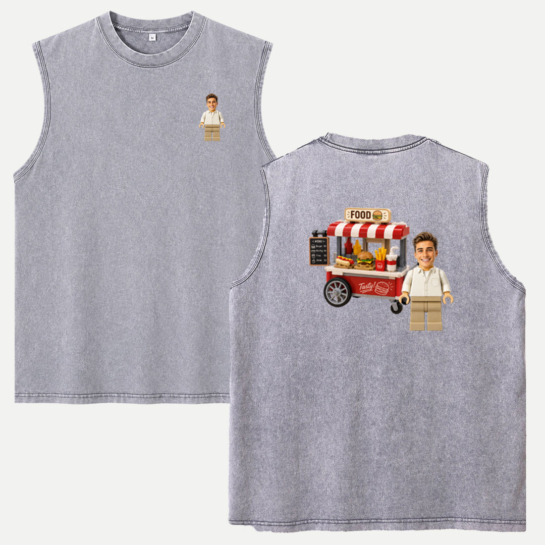 Personalized Brick Figure Food Cart T-Shirt