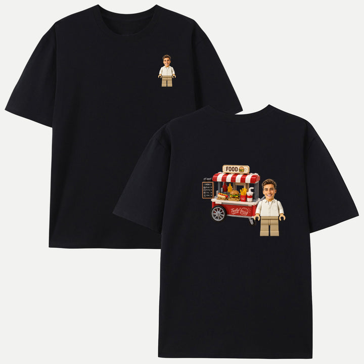 Personalized Brick Figure Food Cart T-Shirt