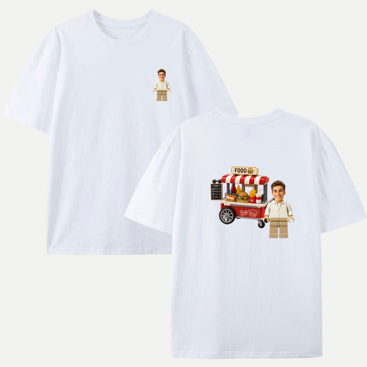 Personalized Brick Figure Food Cart T-Shirt