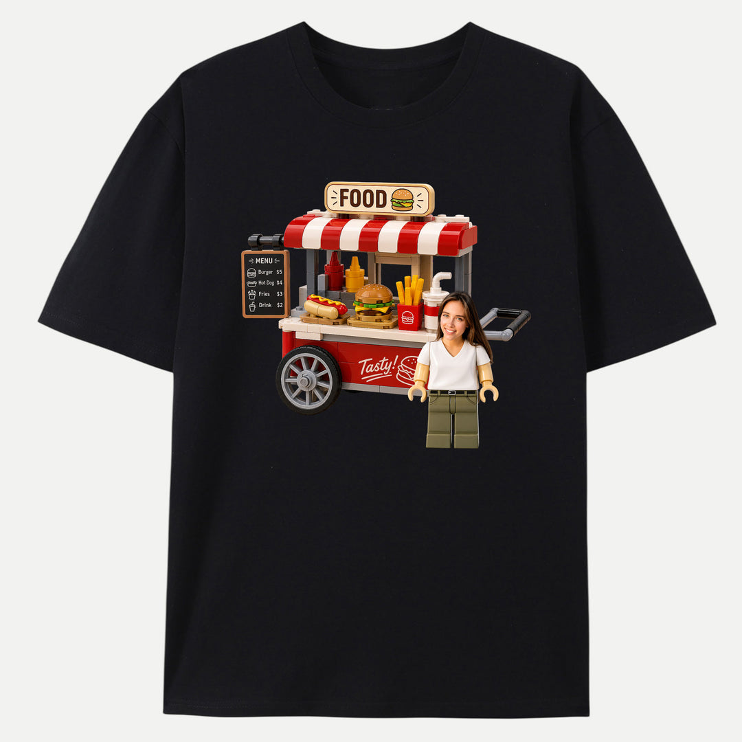 Personalized Brick Figure Food Cart T-Shirt