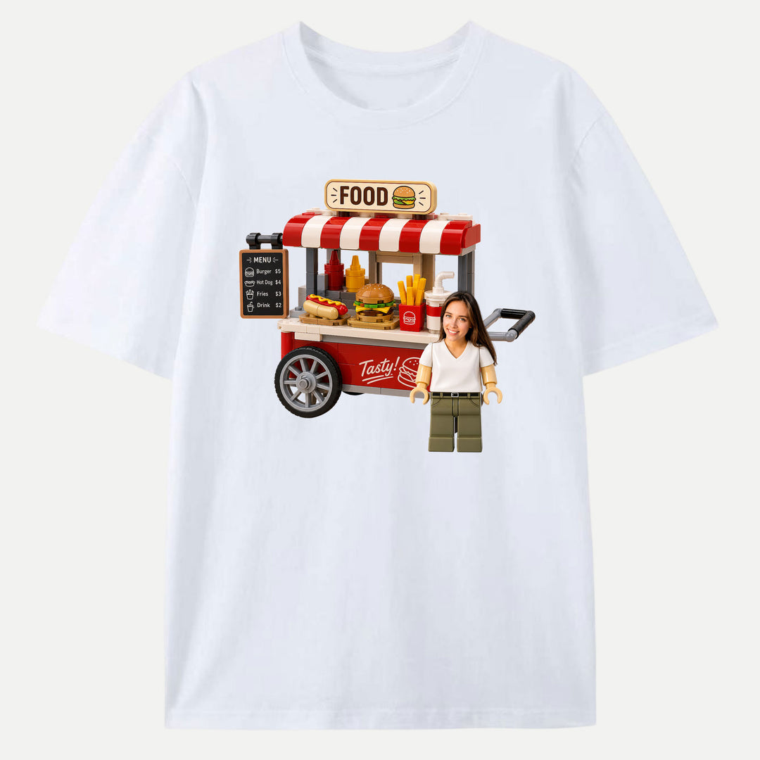Personalized Brick Figure Food Cart T-Shirt