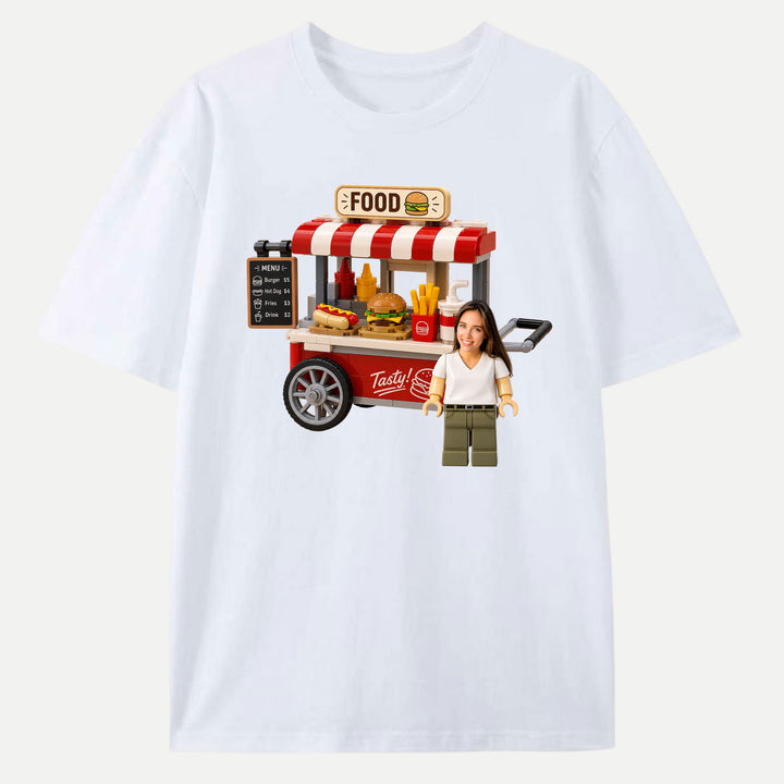Personalized Brick Figure Food Cart T-Shirt